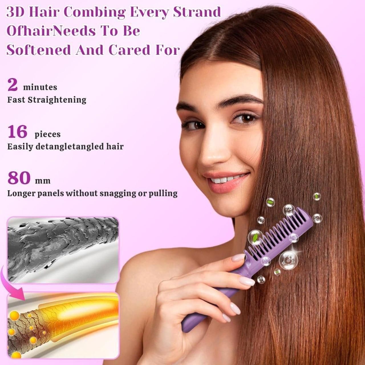 Portable Mini Hair Straightener - Cordless Rechargeable Hot Comb - Adjustable