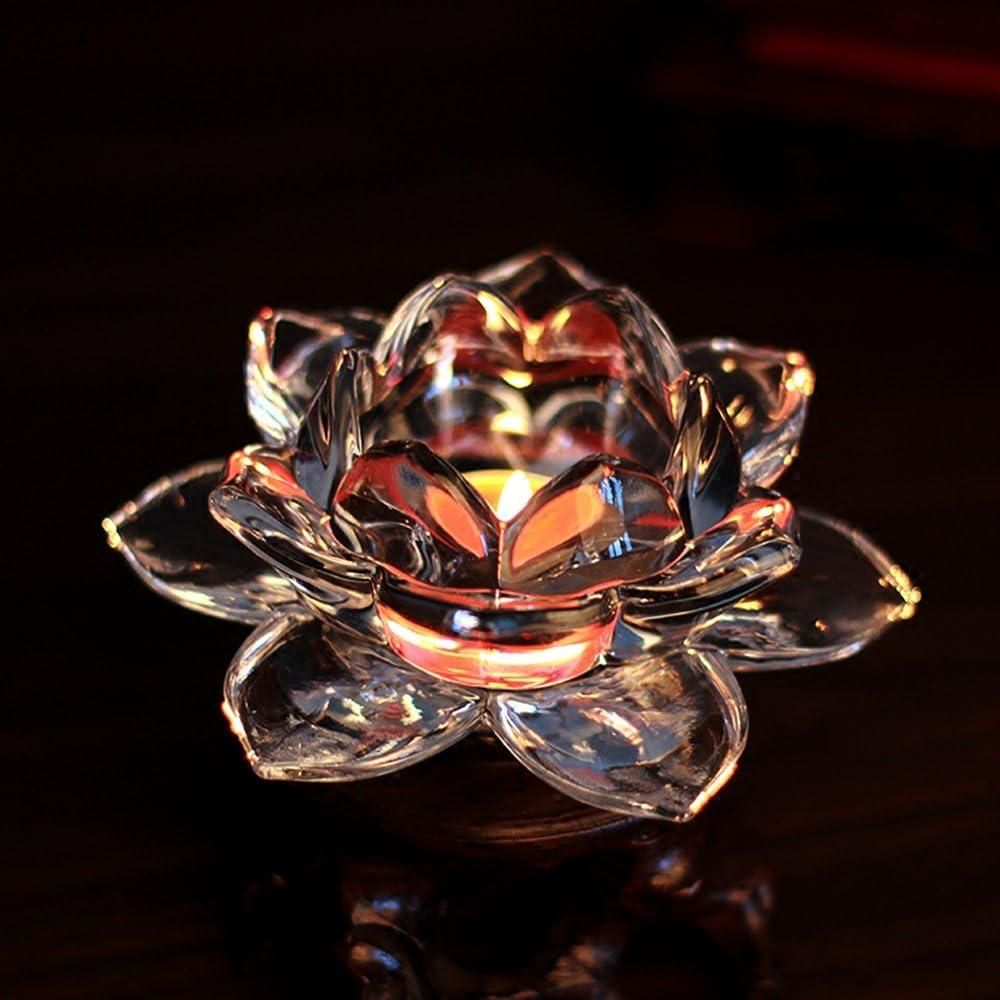 Glass Lotus Flower Tea Light Candle Holder - Set of 1