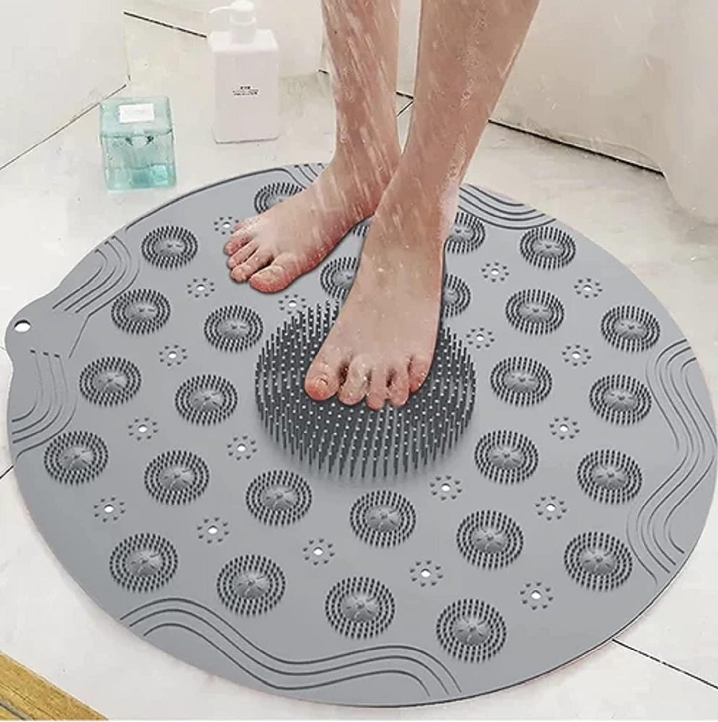 Shower Foot Cleaner, Scrubber Foot Brush Massager, Pad Non Slip Suction Cup Exfoliating Dead Skin Foot Mat for Shower (Pack of 2)
