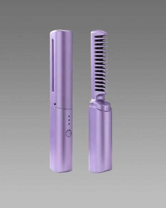 Portable Mini Hair Straightener - Cordless Rechargeable Hot Comb - Adjustable