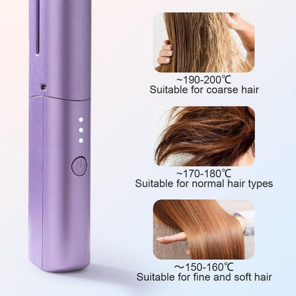 Portable Mini Hair Straightener - Cordless Rechargeable Hot Comb - Adjustable