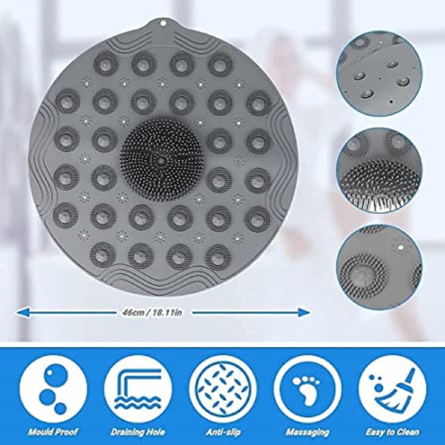 Shower Foot Cleaner, Scrubber Foot Brush Massager, Pad Non Slip Suction Cup Exfoliating Dead Skin Foot Mat for Shower (Pack of 2)